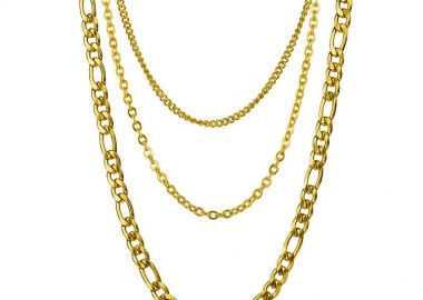 Τριπλό Κολιέ Αλυσίδες Από Ανοξείδωτο Ατσάλι Επιχρυσωμένο 24Κ AA17741 - AMOR AMOR - 