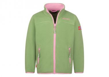 Trollkids Girls Oppdal Jacket XT sporty fleece jacket with zip green 415353 - Trollkids - 