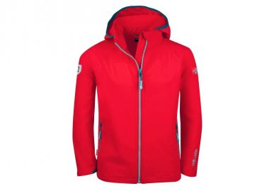 Trollkids Kids Kvalvika Jacket red hooded softshell jacket for girlsboys 328414 - Trollkids - 