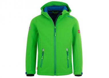 TrollKids Kids Trollfjord Jacket bright greenmed blue windproof softshell jacket 161304 - Trollkids - 