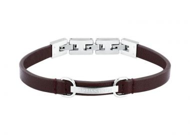 TRUSSARDI Βραχιόλι από δέρμα & ανοξείδωτο ατσάλι Brown TJAXZ07 - Trussardi Jewellery - 