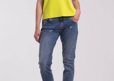 Trussardi γυναικείο τζιν παντελόνι πεντάτσεπο Boyfriend Fit - 56J00010-1T000843 Μπλε - TRUSSARDI BAZAAR - 