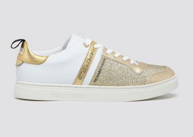 Trussardi Jeans γυναικεία δερμάτινα sneakers με glitter - 79A00253-9Y099999 Χρυσό - TRUSSARDI BAZAAR - 