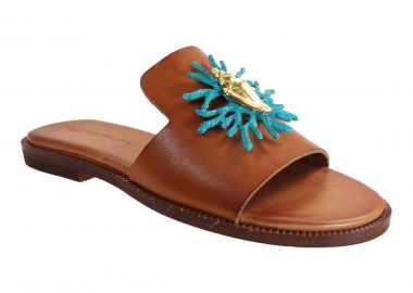 TSAKIRIS MALLAS Γυναικεία Παπούτσια Παντόφλες Mules 100-571 Ταμπά Δέρμα S41005711B105 - Tsakiris Mallas - 