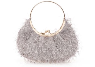 Τσάντα χειρός γκρι με κρόσια ΓΚΡΙ - Tsoukalas - 