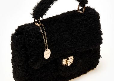 Τσάντα χειρός και ώμου - χιαστί απο γούνα - Μαύρο - Issue - 