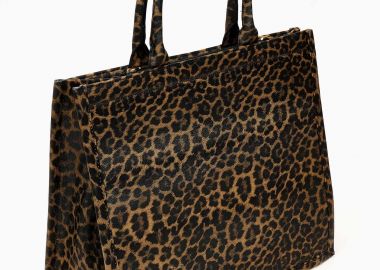 Τσάντα χειρός και ώμου με leopard print - Λεοπάρ - Issue - 