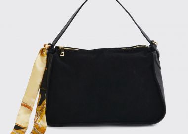 Τσάντα δερμάτινη σουέντ με μαντήλι - MAT FASHION - 