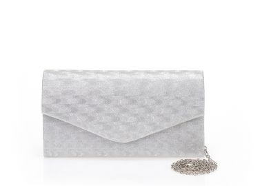 Τσάντα φάκελος ασημί λούρεξ με ανάγλυφο σχέδιο ΑΣΗΜΙ - Tsoukalas - 