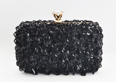 Τσάντα φάκελος με χάντρες & κούμπωμα με κόσμημα - MAT FASHION - 