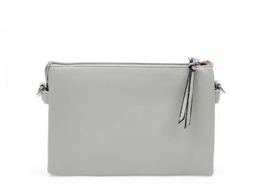 Τσάντα γκρι δερματίνη με φερμουάρ και λουράκι ΓΚΡΙ - Tsoukalas - 