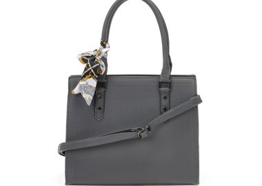 Τσάντα γκρι με διακοσμητικό φουλάρι ΓΚΡΙ - Tsoukalas - 