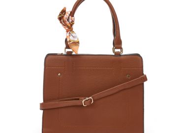 Τσάντα καφέ με μαντήλι ΚΑΦΕ - Tsoukalas - 