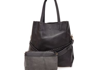 Τσάντα με τσαντάκι χειρός ΓΚΡΙ - Tsoukalas - 