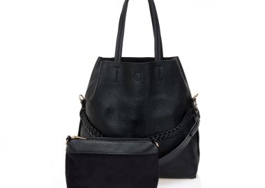 Τσάντα με τσαντάκι χειρός ΜΑΥΡΟ - Tsoukalas - 