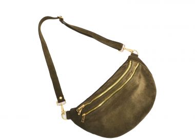 Τσάντα μέσης από σουέντ δέρμα με φερμουάρ - MAT FASHION - 