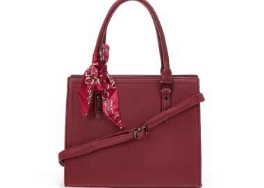 Τσάντα μπορντό με διακοσμητικό φουλάρι ΜΠΟΡΝΤΟ - Tsoukalas - 