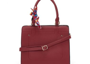 Τσάντα μπορντό με μαντήλι ΜΠΟΡΝΤΟ - Tsoukalas - 