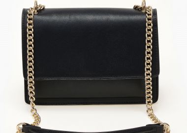 Τσαντα ώμου χιαστί μίνι με χρυσή αλυσίδα - Μαύρο - Issue - 