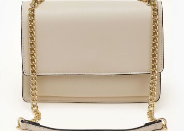 Τσαντα ώμου χιαστί μίνι με χρυσή αλυσίδα - Μπεζ - Issue - 