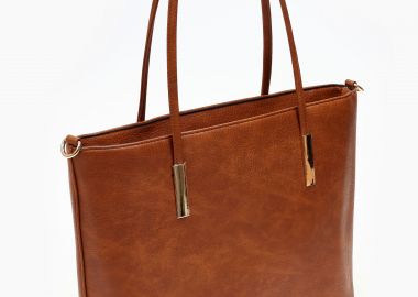 Τσάντα ώμου δερματίνη μεγάλη - Κάμελ - Issue - 