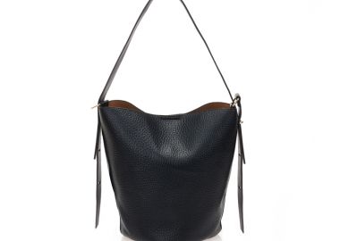 Τσάντα ώμου μαύρη με ανάγλυφη υφή ΜΑΥΡΟ - Tsoukalas - 