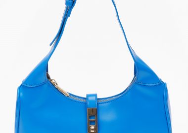 Τσάντα ώμου με μεταλλικό κούμπωμα - Μπλε - Issue - 