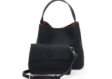 Τσάντα ώμου με μικρό τσαντάκι ΜΑΥΡΟ - Tsoukalas - 