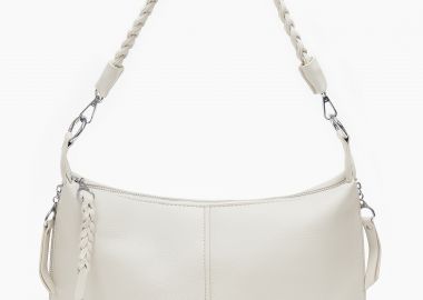 Τσάντα ώμου με πλεκτό λουράκι - Εκρού - Issue - 