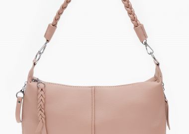 Τσάντα ώμου με πλεκτό λουράκι - Ροζ - Issue - 