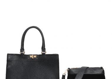 τσάντα ώμου τεχνόδερμα διπλή Avenue μαύρο - Bag to Bag - 