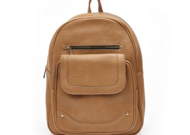 Τσάντα πλάτης καφέ δερματίνη με πολλαπλές θήκες ΚΑΦΕ - Tsoukalas - 