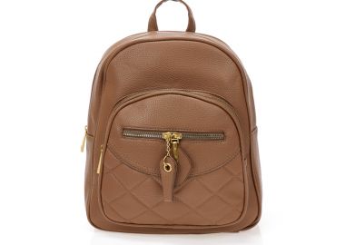 Τσάντα πλάτης καφέ δερματίνη με πολλαπλές θήκες ΚΑΦΕ - Tsoukalas - 