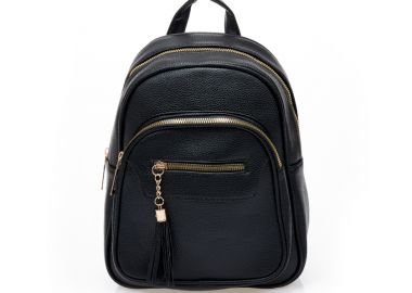 Τσάντα πλάτης μαύρη δερματίνη με πολλαπλές θήκες ΜΑΥΡΟ - Tsoukalas - 