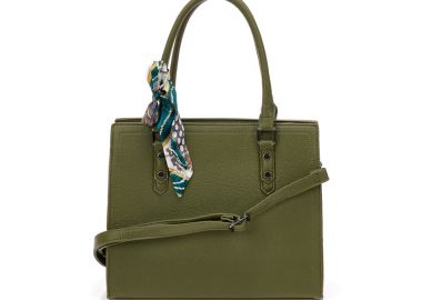 Τσάντα πράσινη με διακοσμητικό φουλάρι ΠΡΑΣΙΝΟ - Tsoukalas - 