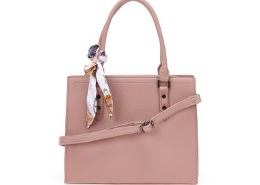 Τσάντα ροζ με διακοσμητικό φουλάρι ΡΟΖ - Tsoukalas - 