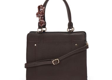Τσάντα σκούρο καφέ με μαντήλι ΤΑΜΠΑ - Tsoukalas - 