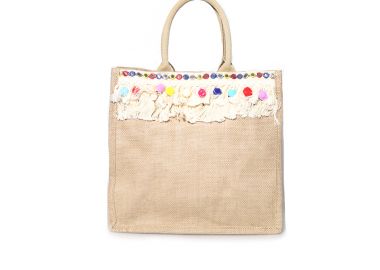 Τσάντα θαλάσσης πούρο με κρόσια και πον πον ΠΟΥΡΟ - Tsoukalas - 