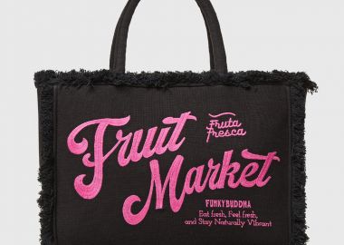 Τσάντα tote Fruit Market με κρόσια και κέντημα - FUNKY BUDDHA - 