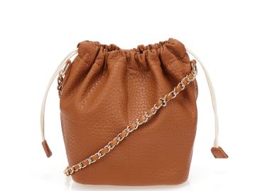 Τσαντάκι ώμου καφέ με ανάγλυφη υφή ΚΑΦΕ - Tsoukalas - 