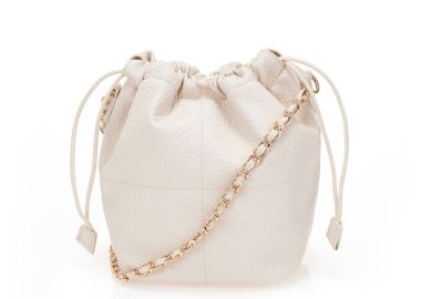 Τσαντάκι ώμου μπεζ με ανάγλυφη υφή ΜΠΕΖ - Tsoukalas - 