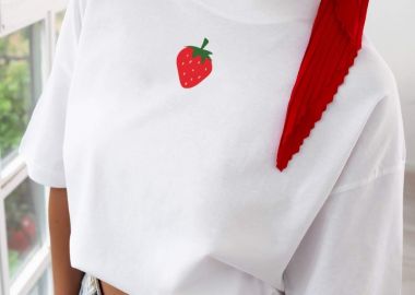 TSHIRT ΛΕΥΚΟ ME ΦΡΑΟΥΛΑ - STRAWDREAM - sense-shop - 