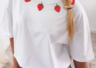 TSHIRT ΛΕΥΚΟ ME ΦΡΑΟΥΛΕΣ - CHEESECAKE - fashionroom - 