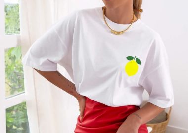 TSHIRT ΛΕΥΚΟ ME ΛΕΜΟΝΙ - LEMON - sense-shop - 