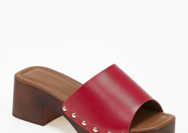 Τσόκαρα με χοντρό χαμηλό τακούνι και τρουκς - Κόκκινο - Issue - 