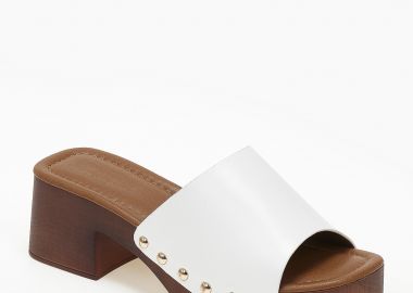 Τσόκαρα με χοντρό χαμηλό τακούνι και τρουκς - Λευκό - Issue - 