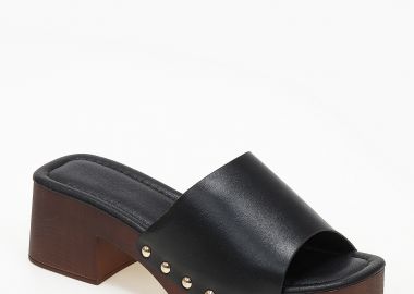 Τσόκαρα με χοντρό χαμηλό τακούνι και τρουκς - Μαύρο - Issue - 