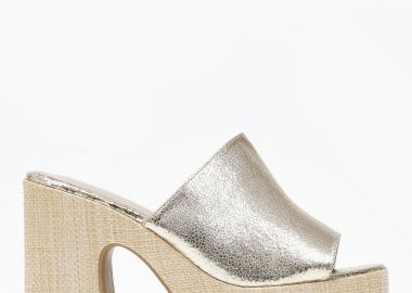 Τσόκαρα με suede υφη και ψάθα στη σόλα - Χρυσό - Issue - 