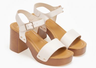 Τσόκαρο πέδιλο με φάσα - Μπεζ - Issue - 