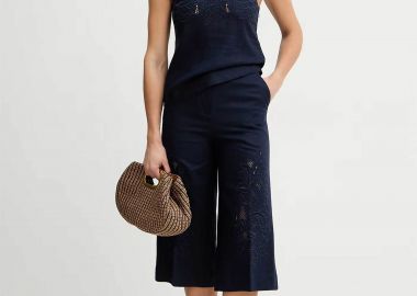 Twinset γυναικεία βερμούδα με δαντέλα - 261TP2313 Μπλε Σκούρο - TWINSET - 